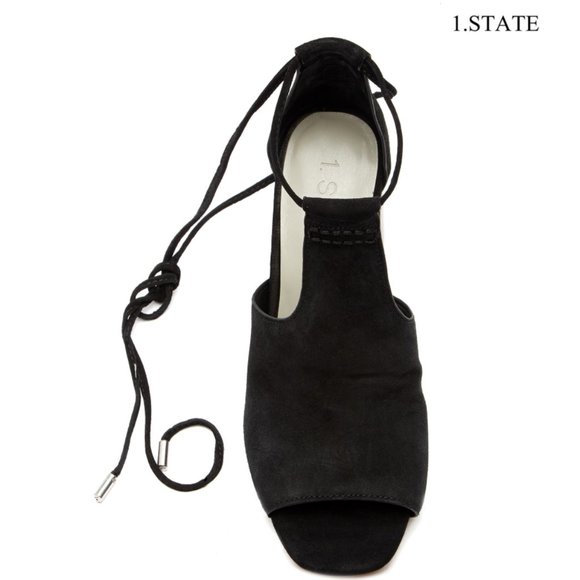 1.State Tilya Black Suede Ankle Tie Sandals - Picture 3 of 5